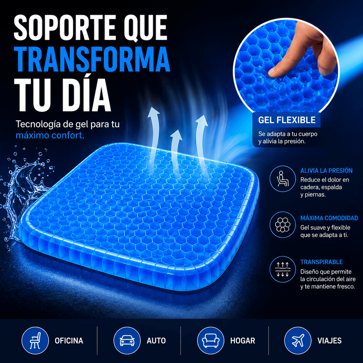 DILE ADIÓS AL DOLOR DE ESPALDA - COJÍN GEL FLEXIBLE